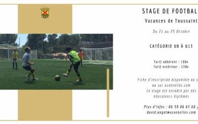 Stage de football de la Toussaint : 21 au 25 Octobre !